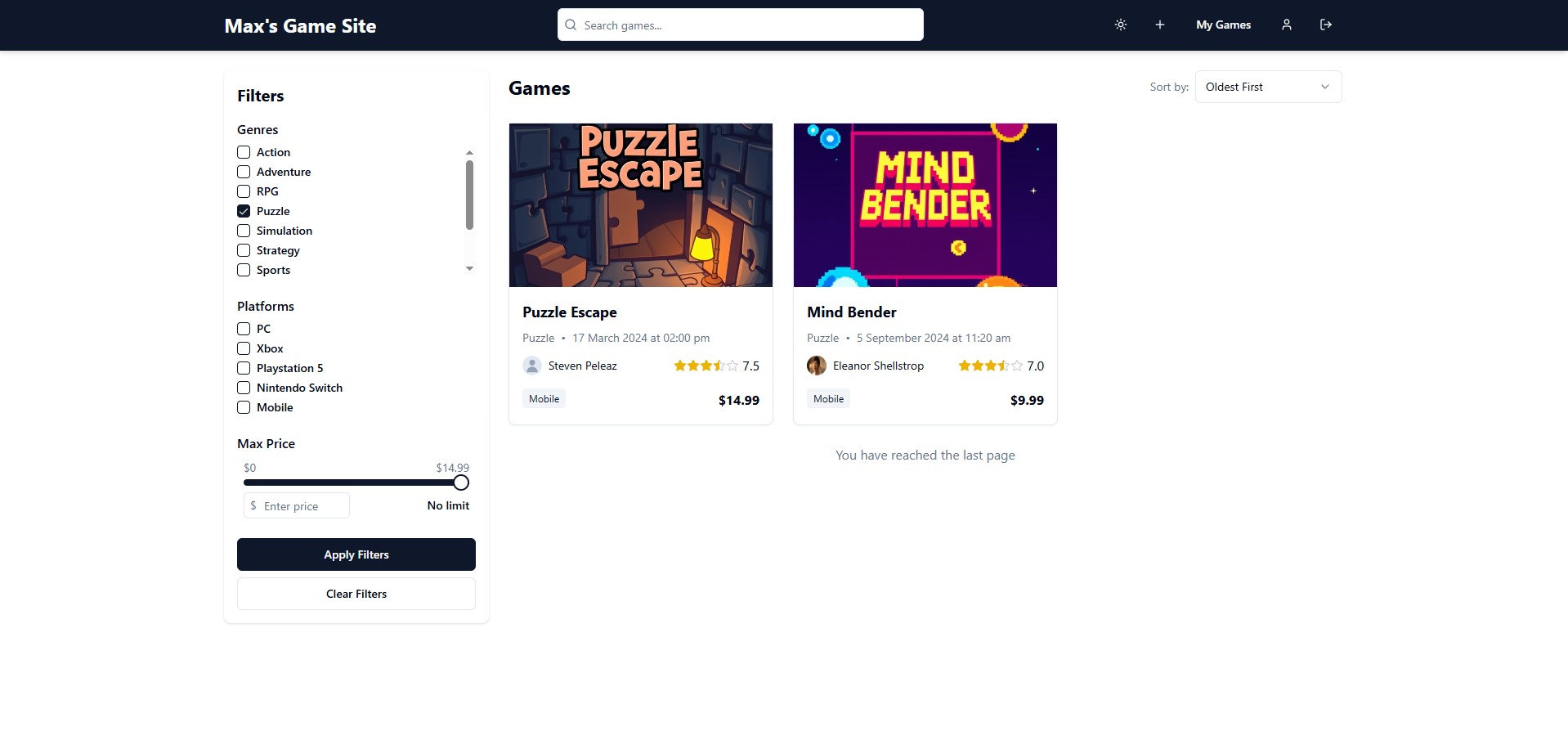 Max's Game Site